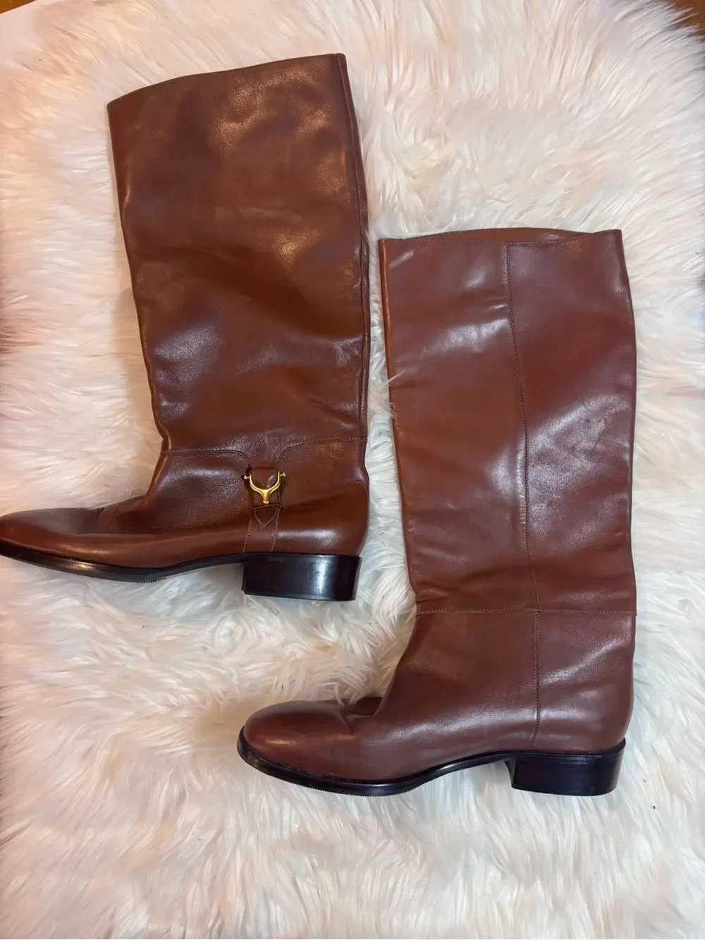 Etienne Aigner Brown Leather Over-the-Knee Riding Boots